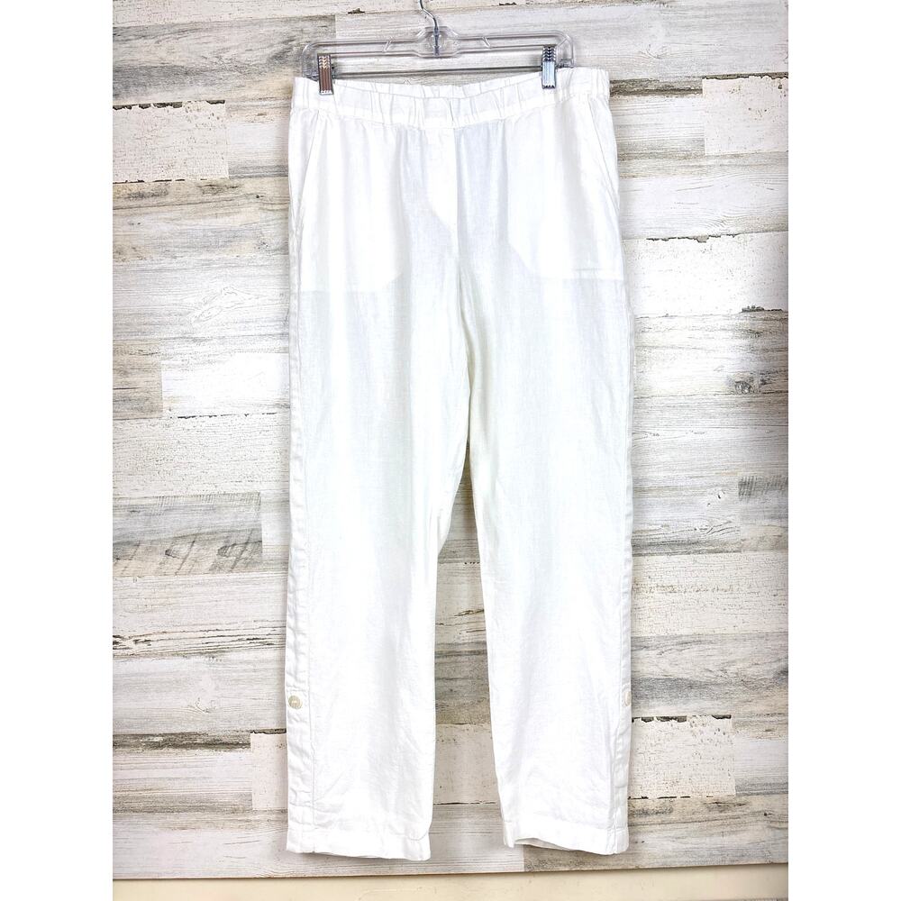 Pure Jill Womens M White 100% Linen Lightweight Summer Casual Ankle Pants